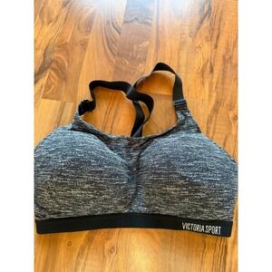 Victoria Sport Lightweight Sport Bra Black White Space Dye 36DD Adjustable Strap